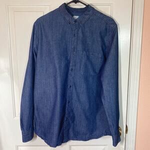 14th & Union Blue Button Down Long Sleeve Collared Shirt Front Pocket | L